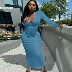 Solid Beauty Long Fitted Dress