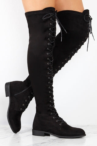 Sexy Lace Up Over Knee Boots