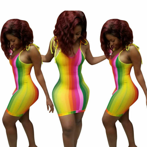 Rainbow Bodycon Mini Dress